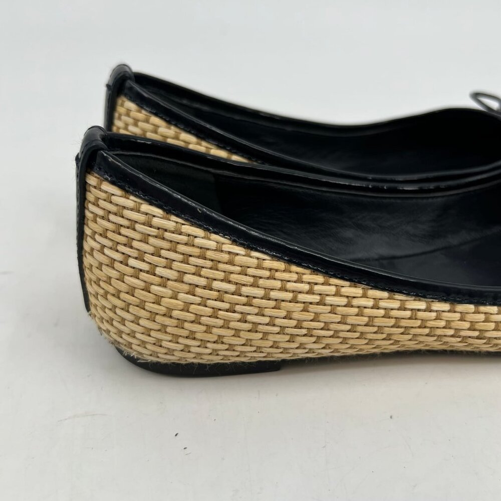 Tory Burch Tan Black Wicker Cap Toe Flats | Size 9 - Picture 4 of 7
